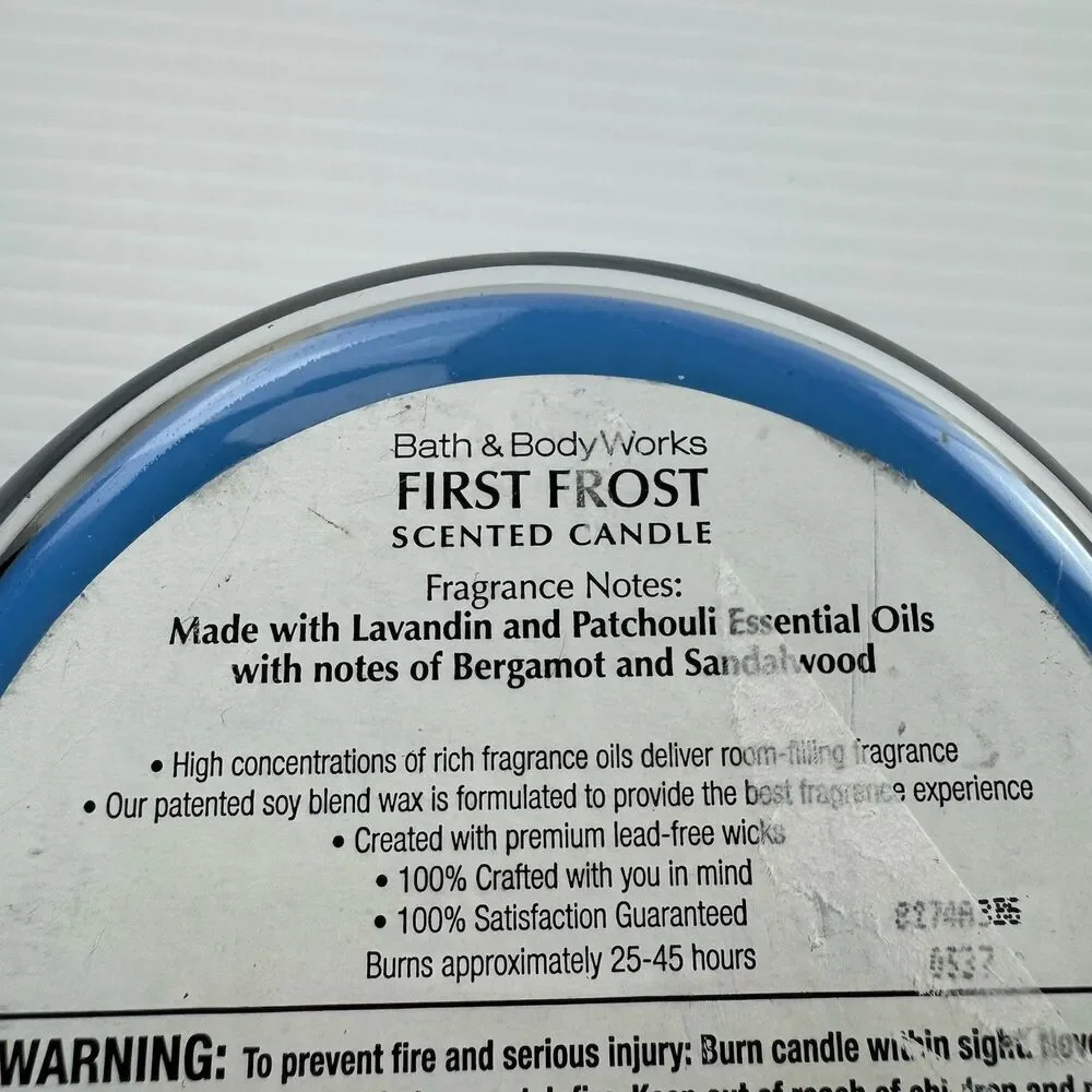 Bath & Body Works First Frost 3-Wick Scented Candle 14.5 oz Winter Blue - Picture 8 of 9